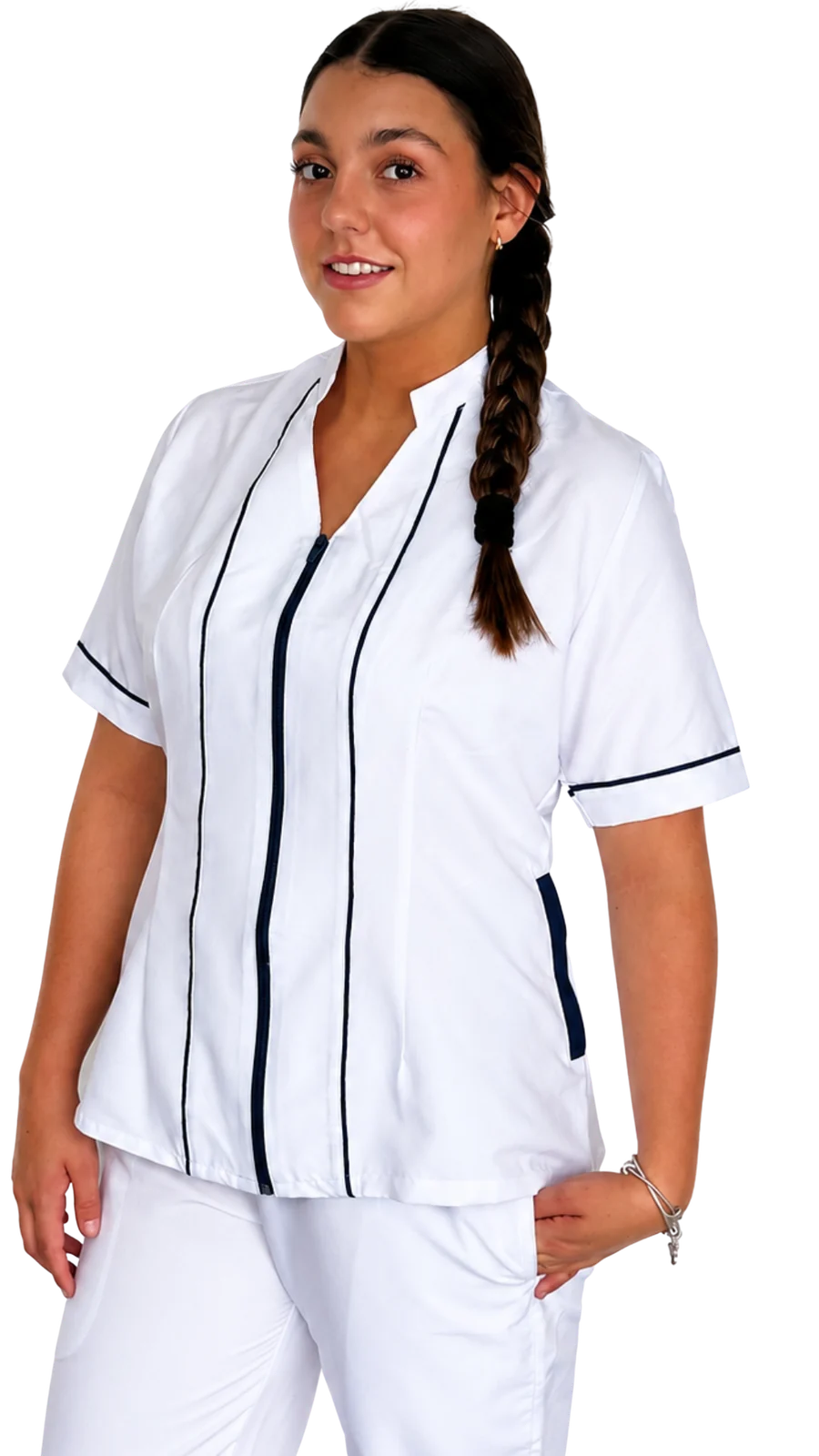 Modelo usando uniforme empresarial